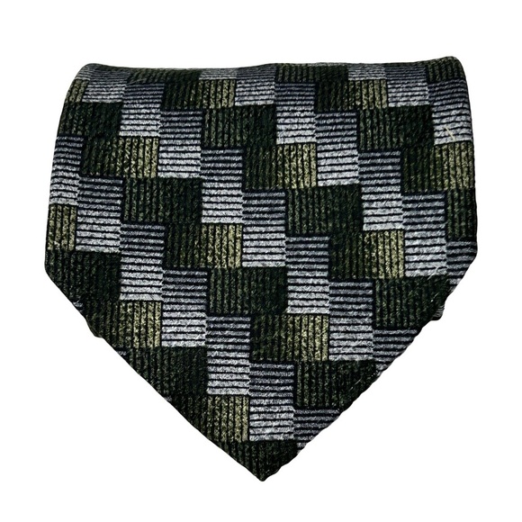 Ermenegildo Zegna Luxury Necktie Tie Vintage 100% Silk Ombre Cubed Pattern EUC - Picture 4 of 10